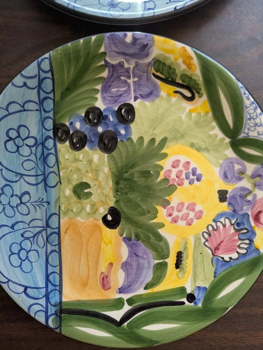 Favanol Martinique Hand Painted Dinner Plates, Set Of 7